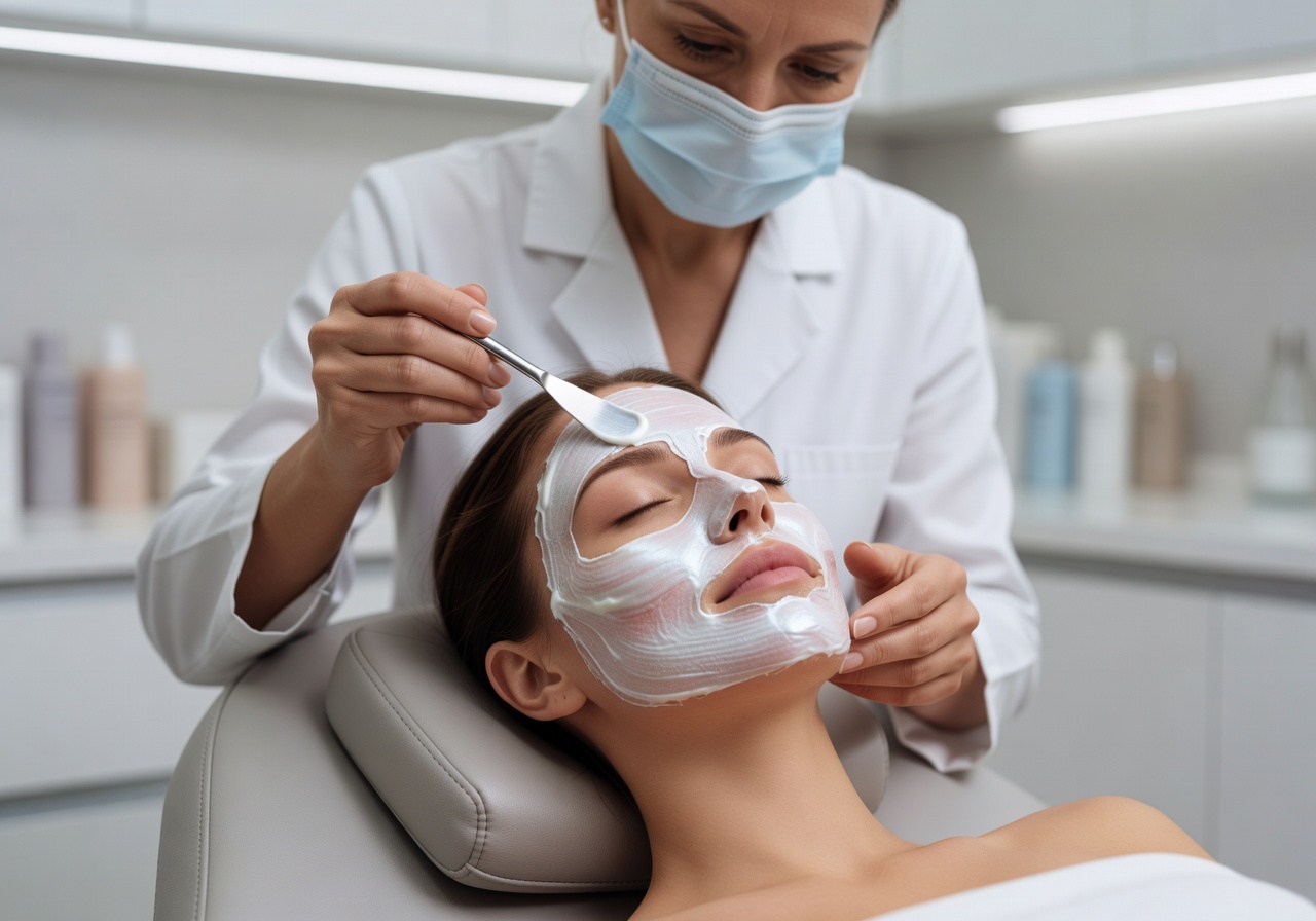 Woman receiving a professional facial treatment